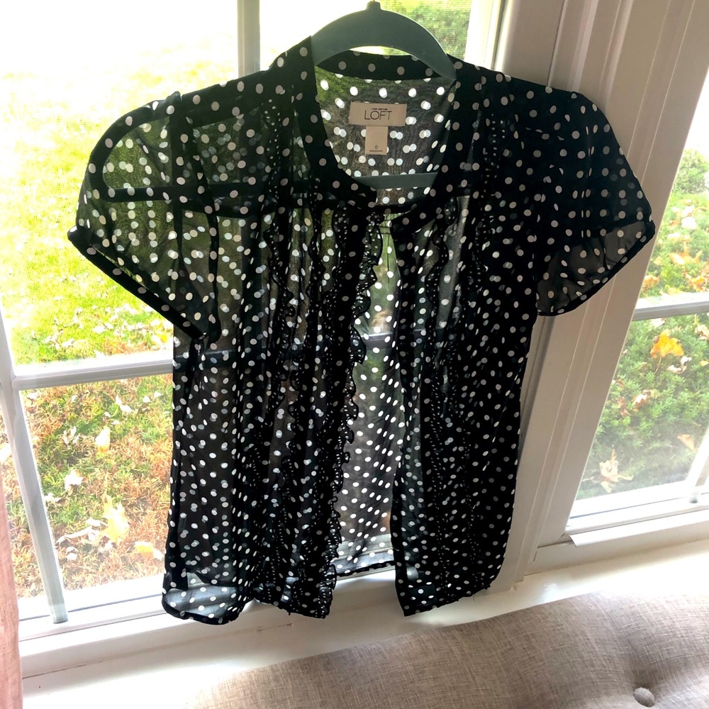 TWO lightly used Loft red & black blouses
